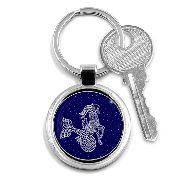 Capricorn Zodiac Star Key Chains (Round) 