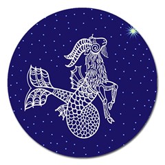 Capricorn Zodiac Star Magnet 5  (round) by Mariart