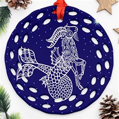 Capricorn Zodiac Star Ornament (round Filigree) by Mariart