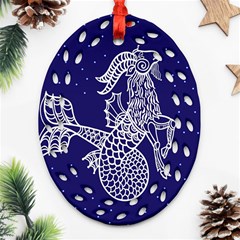 Capricorn Zodiac Star Ornament (oval Filigree) by Mariart