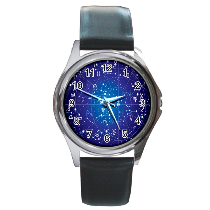 Astrology Illness Prediction Zodiac Star Round Metal Watch