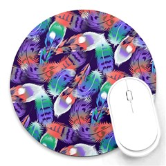 Bird Feathers Color Rainbow Animals Fly Round Mousepads by Mariart