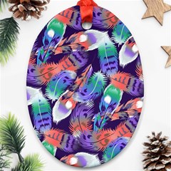 Bird Feathers Color Rainbow Animals Fly Ornament (oval) by Mariart