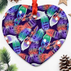 Bird Feathers Color Rainbow Animals Fly Ornament (heart) by Mariart