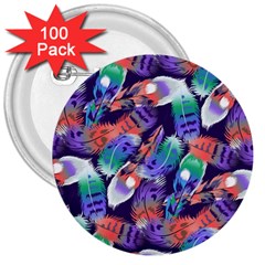 Bird Feathers Color Rainbow Animals Fly 3  Buttons (100 Pack) 