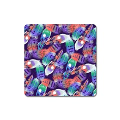 Bird Feathers Color Rainbow Animals Fly Square Magnet