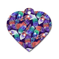 Bird Feathers Color Rainbow Animals Fly Dog Tag Heart (one Side) by Mariart