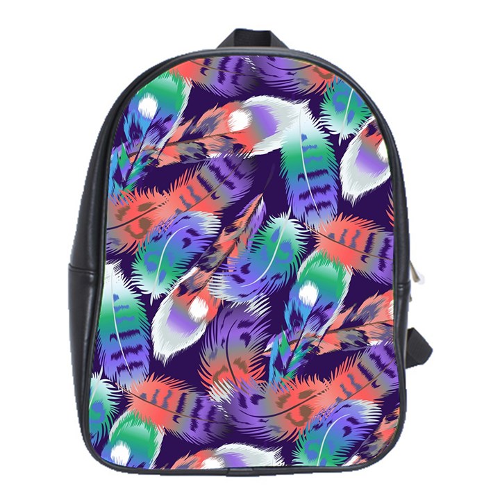 Bird Feathers Color Rainbow Animals Fly School Bags (XL) 