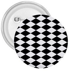 Diamond Black White Plaid Chevron 3  Buttons by Mariart