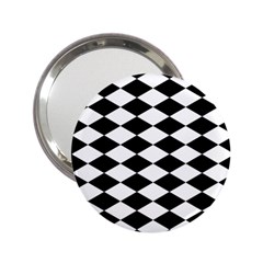 Diamond Black White Plaid Chevron 2 25  Handbag Mirrors by Mariart