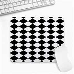 Diamond Black White Plaid Chevron Large Mousepads by Mariart