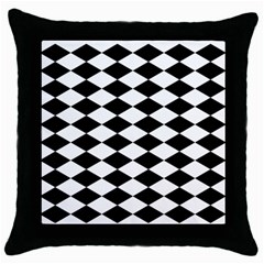 Diamond Black White Plaid Chevron Throw Pillow Case (black)