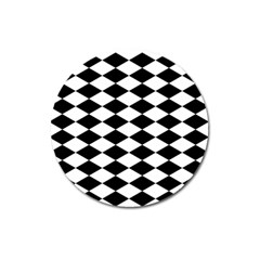 Diamond Black White Plaid Chevron Magnet 3  (round) by Mariart