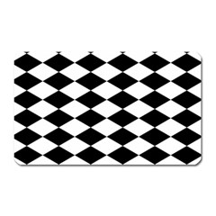 Diamond Black White Plaid Chevron Magnet (rectangular)