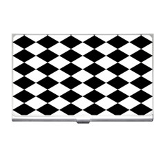 Diamond Black White Plaid Chevron Business Card Holders by Mariart