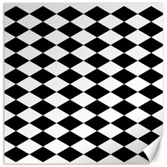 Diamond Black White Plaid Chevron Canvas 12  X 12   by Mariart