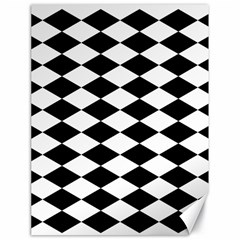 Diamond Black White Plaid Chevron Canvas 18  X 24   by Mariart