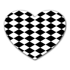 Diamond Black White Plaid Chevron Heart Mousepads