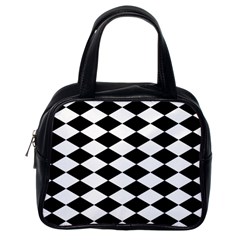 Diamond Black White Plaid Chevron Classic Handbags (one Side) by Mariart