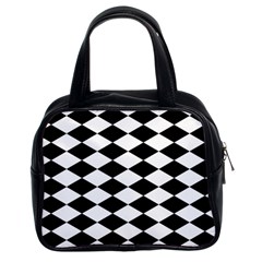 Diamond Black White Plaid Chevron Classic Handbags (2 Sides) by Mariart