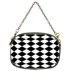 Diamond Black White Plaid Chevron Chain Purses (two Sides) 