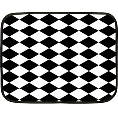 Diamond Black White Plaid Chevron Fleece Blanket (mini) by Mariart