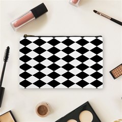 Diamond Black White Plaid Chevron Cosmetic Bag (medium) 