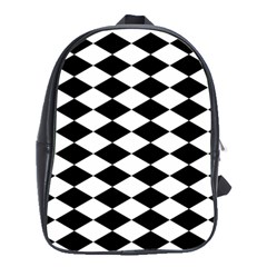 Diamond Black White Plaid Chevron School Bags(large)  by Mariart