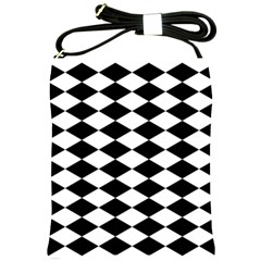 Diamond Black White Plaid Chevron Shoulder Sling Bags by Mariart