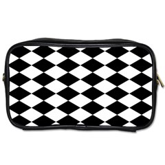 Diamond Black White Plaid Chevron Toiletries Bags 2-side by Mariart