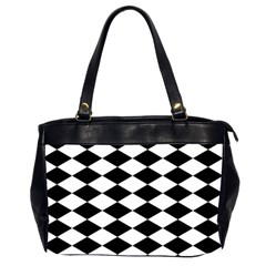 Diamond Black White Plaid Chevron Office Handbags (2 Sides)  by Mariart