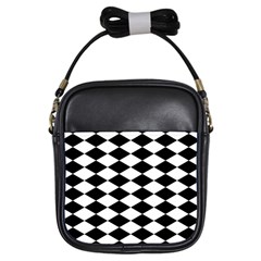 Diamond Black White Plaid Chevron Girls Sling Bags by Mariart