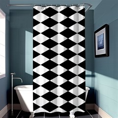 Diamond Black White Plaid Chevron Shower Curtain 36  X 72  (stall)  by Mariart