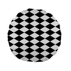 Diamond Black White Plaid Chevron Standard 15  Premium Round Cushions by Mariart