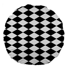 Diamond Black White Plaid Chevron Large 18  Premium Round Cushions by Mariart