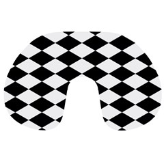 Diamond Black White Plaid Chevron Travel Neck Pillows by Mariart