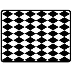 Diamond Black White Plaid Chevron Double Sided Fleece Blanket (large)  by Mariart