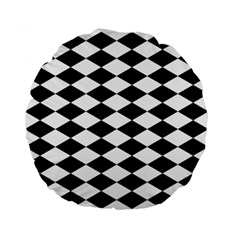 Diamond Black White Plaid Chevron Standard 15  Premium Flano Round Cushions by Mariart