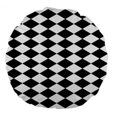 Diamond Black White Plaid Chevron Large 18  Premium Flano Round Cushions by Mariart