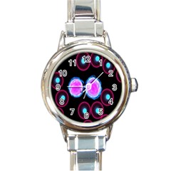 Cell Egg Circle Round Polka Red Purple Blue Light Black Round Italian Charm Watch