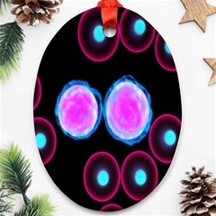 Cell Egg Circle Round Polka Red Purple Blue Light Black Ornament (oval)