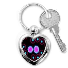 Cell Egg Circle Round Polka Red Purple Blue Light Black Key Chains (heart)  by Mariart