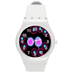 Cell Egg Circle Round Polka Red Purple Blue Light Black Round Plastic Sport Watch (m) by Mariart