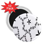 Flower Floral Black Line Wave Chevron Fleurs 2.25  Magnets (10 pack)  Front