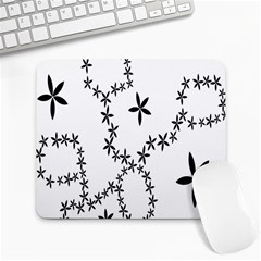 Flower Floral Black Line Wave Chevron Fleurs Large Mousepads