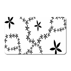 Flower Floral Black Line Wave Chevron Fleurs Magnet (rectangular)