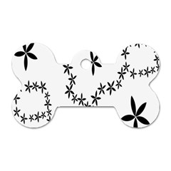 Flower Floral Black Line Wave Chevron Fleurs Dog Tag Bone (one Side) by Mariart