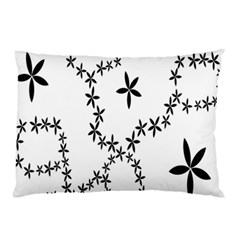 Flower Floral Black Line Wave Chevron Fleurs Pillow Case