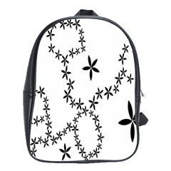 Flower Floral Black Line Wave Chevron Fleurs School Bags(large)  by Mariart