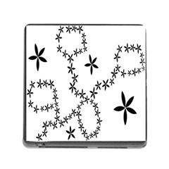 Flower Floral Black Line Wave Chevron Fleurs Memory Card Reader (square)